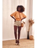 Short T-shirt with a wide cuff, apricot MP14546 - Online store - Boutique